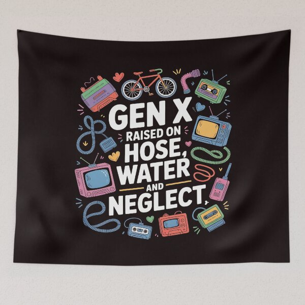 Item preview, Gen X Raised On Hose Water And Neglect Shirt – Retro Nostalgia Humor designed and sold by Redgiant87x.