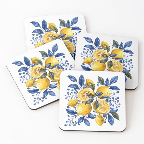 Item preview, Lemon and Blue Pattern Sicilian Italian Mediterranean Style designed and sold by PG Illustration.