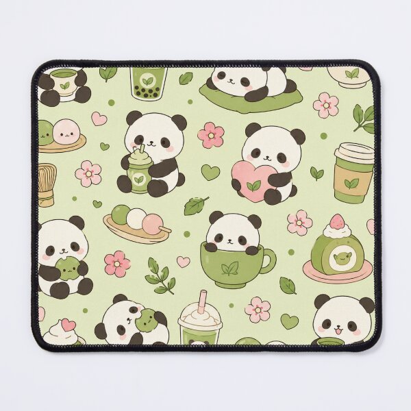 Item preview, Kawaii Panda Matcha Pattern designed and sold by Soft Berry Studio.