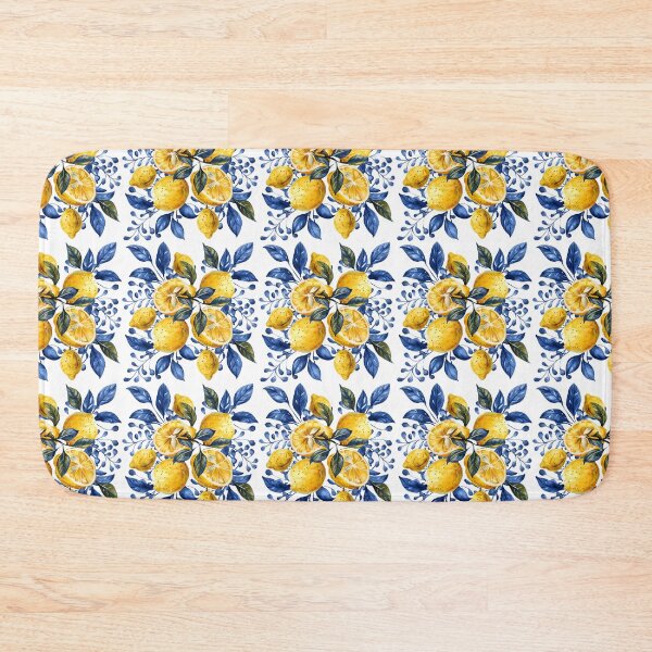 Item preview, Lemon and Blue Pattern Sicilian Italian Mediterranean Style designed and sold by PG Illustration.