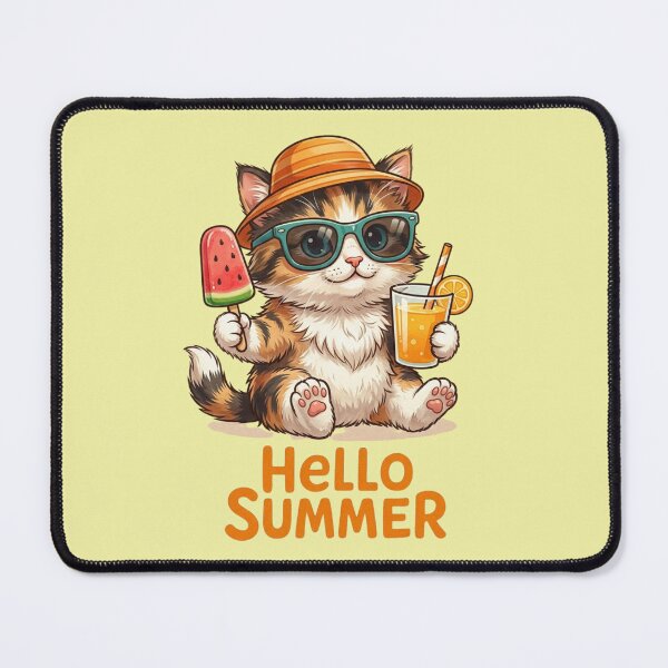 Item preview, Hello Summer Cute Cat with Popsicle and Sunglasses – Kawaii Beach Kitty Design designed and sold by RealCuties.