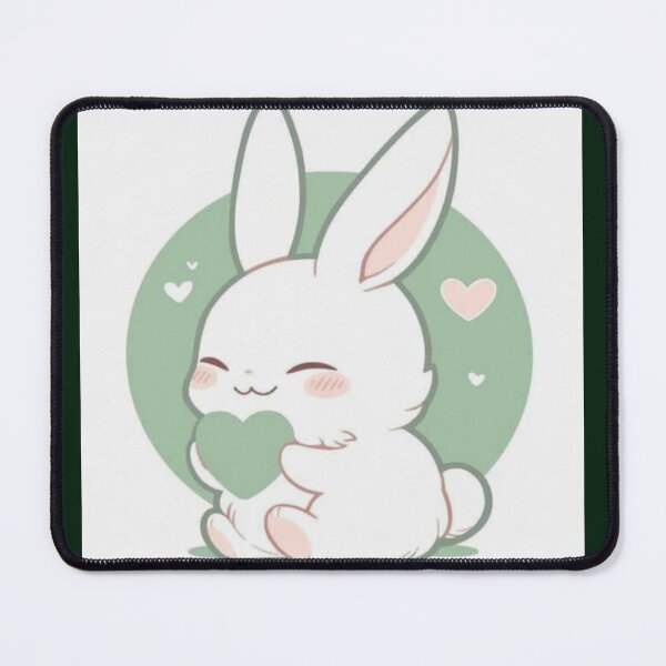 Item preview, Kawaii Bunny Holding Green Heart Artwork designed and sold by NivyasArtistry.