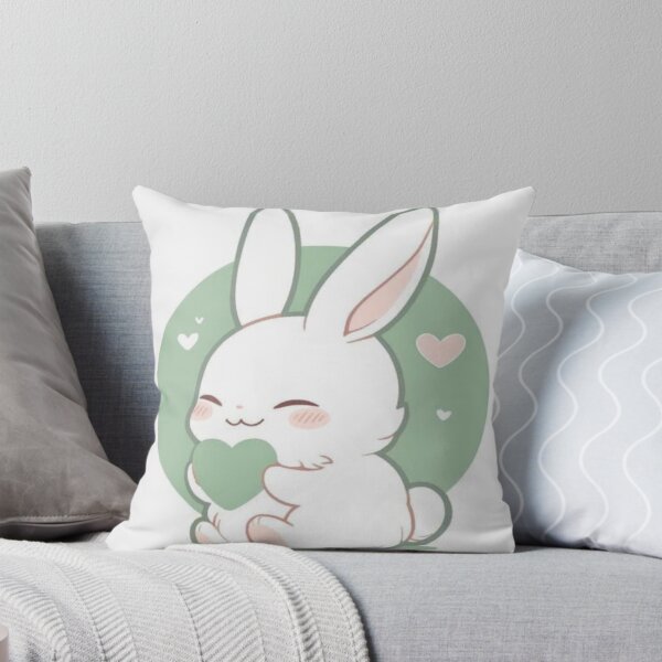 Item preview, Kawaii Bunny Holding Green Heart Artwork  designed and sold by NivyasArtistry.