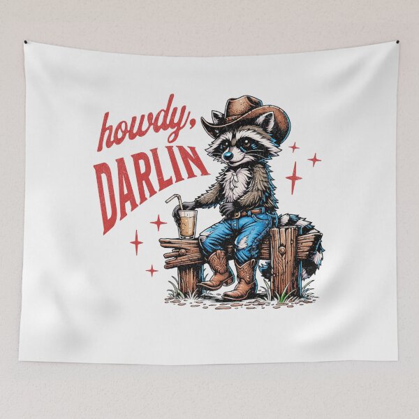 Item preview, Howdy Darlin Raccoon Cowboy Western Retro Aesthetic designed and sold by EvrmoodCo.