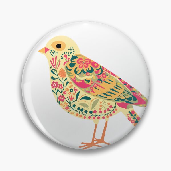 Item preview, Scandinavian Floral Bird Art Print | Botanical Folk Bird Illustration designed and sold by Filora Atelier | Bird Art.