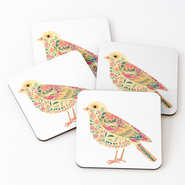 Item preview, Scandinavian Floral Bird Art Print | Botanical Folk Bird Illustration designed and sold by Filora Atelier | Bird Art.