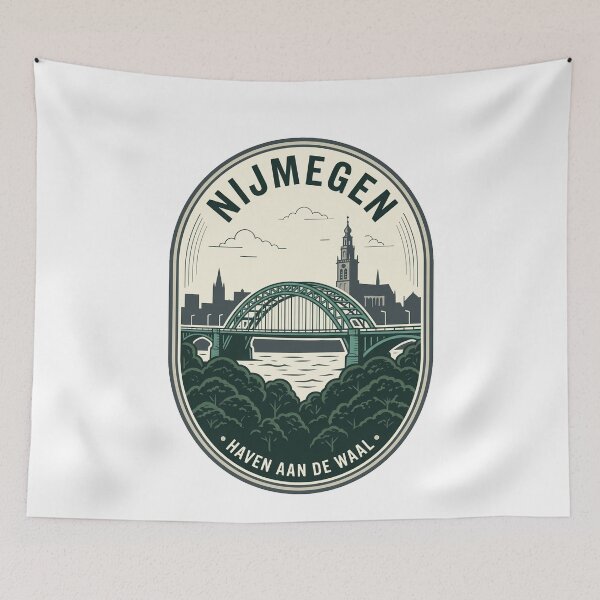 Item preview, Nijmegen Netherlands Vintage Waal Bridge City Skyline designed and sold by k3rstman1.