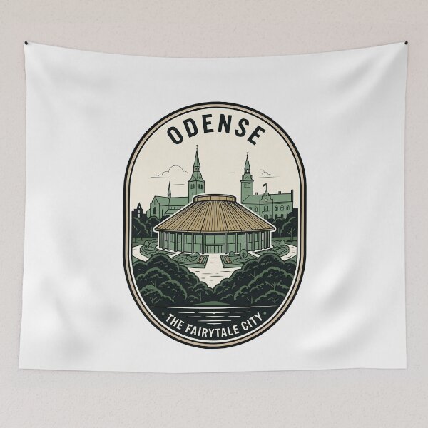 Item preview, Vintage Odense Denmark Fairytale City Travel Badge designed and sold by k3rstman1.