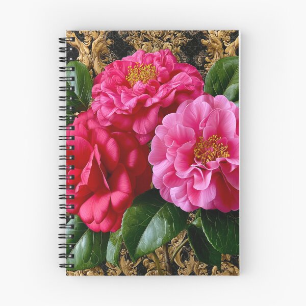 Aperçu de l'œuvre Rococo Camellia Royale – Élégance botanique luxueuse créée et vendue par VelvetThornsArt.