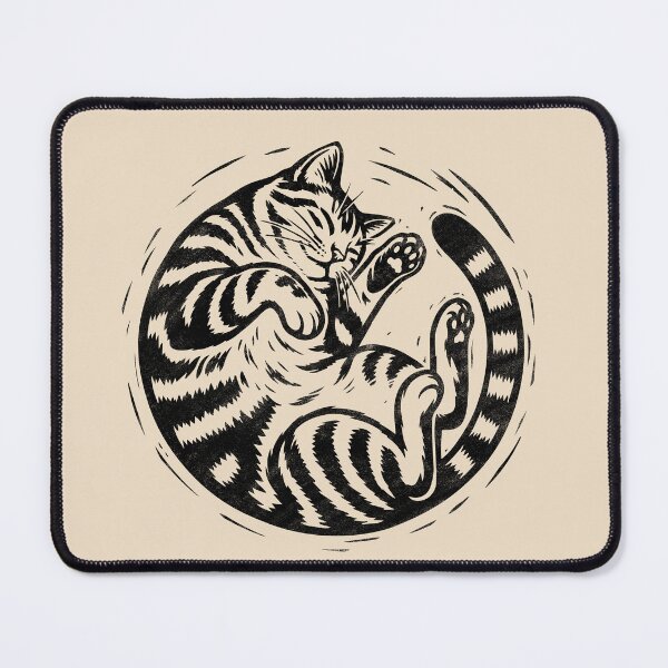 Item preview, Sleeping Tabby Cat Woodcut Print designed and sold by Kumabushi.