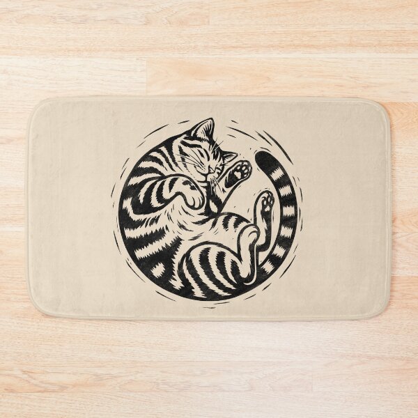 Item preview, Sleeping Tabby Cat Woodcut Print designed and sold by Kumabushi.