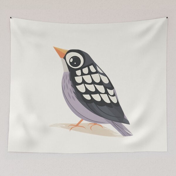 Artikelvorschau, Minimalistischer Vogelaufkleber im Folk-Stil | Skandinavische Vogelkunst in Schwarz-Weiß entworfen und verkauft von Filora Atelier | Bird Art.