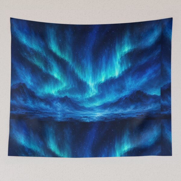 Item preview, Arctic Aurora Borealis Blue Mist Art designed and sold by irfanshikh.