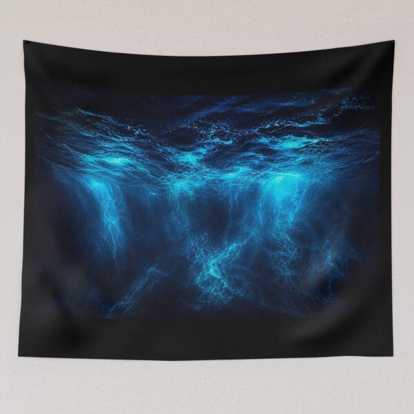 Item preview, Deep Ocean Bioluminescent Storm Art designed and sold by irfanshikh.