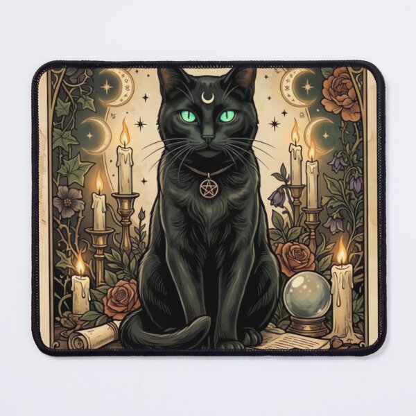 Item preview, Black Cat Energy Vintage Tarot Card Art Mystical Witch Cat Illustration designed and sold by urbinet.