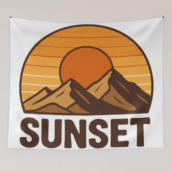 Item preview, Vintage Retro Sunset Mountain Design designed and sold by stickyhubprinting.