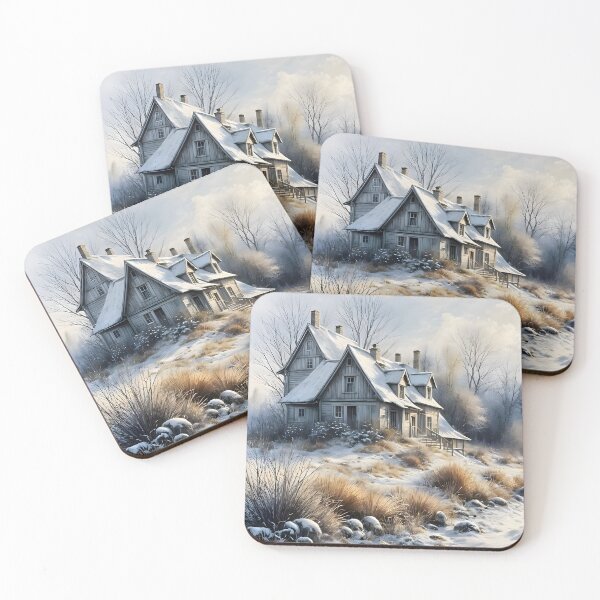 Item preview, Winter Cottage Scene | Cozy Snowy Farmhouse Landscape | Cottagecore Country Aesthetic designed and sold by Patricia Johnston.
