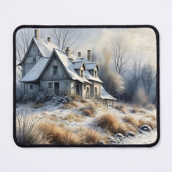 Item preview, Winter Cottage Scene | Cozy Snowy Farmhouse Landscape | Cottagecore Country Aesthetic designed and sold by Patricia Johnston.