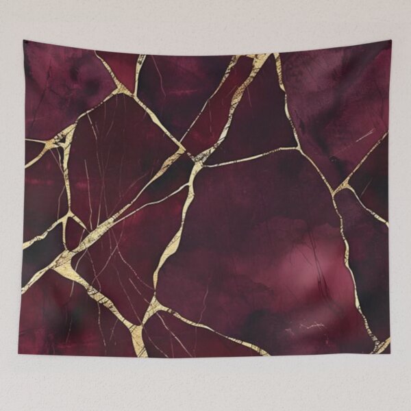 Item preview, Abstract Burgundy and Gold Marble Design designed and sold by ZedColors.