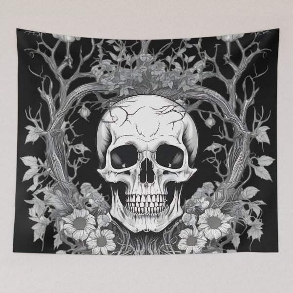Item preview, Gothic Botanical Skull Roots Engraving designed and sold by DarkOriginArts.