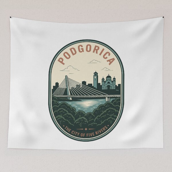 Item preview, Vintage Podgorica Montenegro Millennium Bridge Travel Badge designed and sold by k3rstman1.