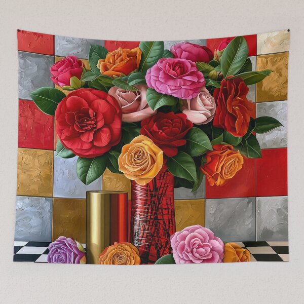 Item preview, Picasso Camellia Reverie – Cubist Floral Bouquet Art designed and sold by VelvetThornsArt.