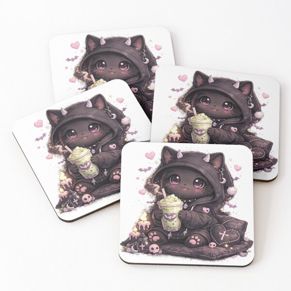 Item preview, Gothic Kawaii Cat With Boba designed and sold by neonvael.