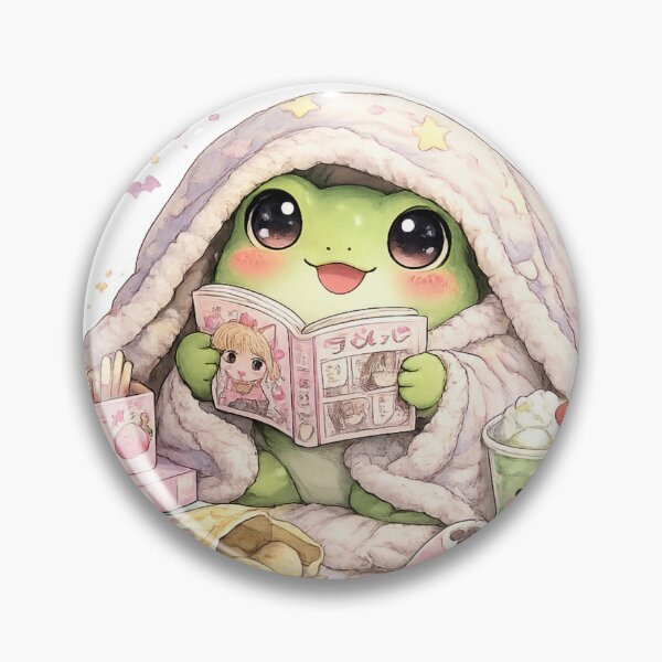 Item preview, Cute Cozy Frog Gamer Reading Manga designed and sold by neonvael.