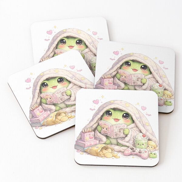 Item preview, Cute Cozy Frog Gamer Reading Manga designed and sold by neonvael.