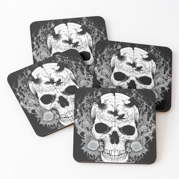 Item preview, Gothic Skull and Ravens Etching Art designed and sold by DarkOriginArts.