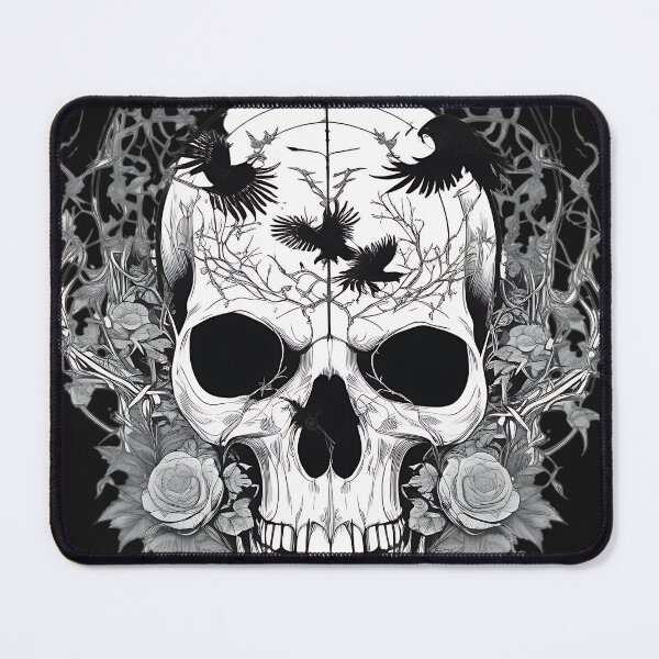 Item preview, Gothic Skull and Ravens Etching Art designed and sold by DarkOriginArts.