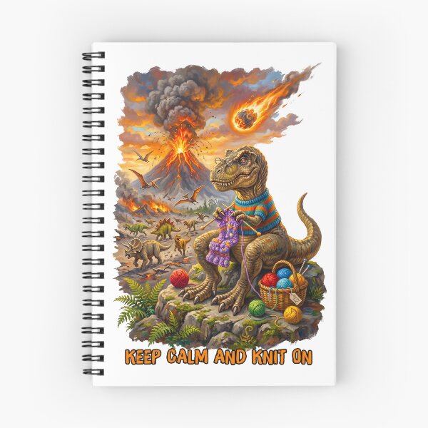 Item preview, T-Rex Knitting Volcano Apocalypse Keep Calm designed and sold by TeeARTHY.
