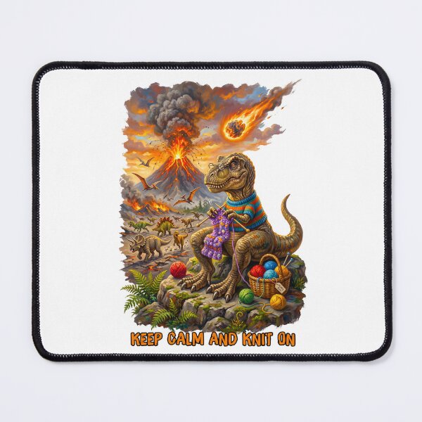 Item preview, T-Rex Knitting Volcano Apocalypse Keep Calm designed and sold by TeeARTHY.