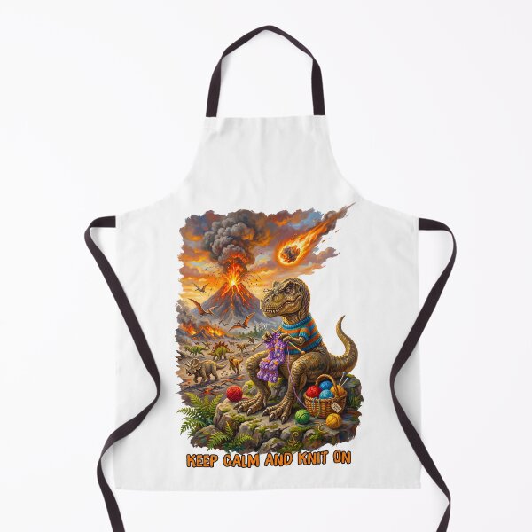 Item preview, T-Rex Knitting Volcano Apocalypse Keep Calm designed and sold by TeeARTHY.