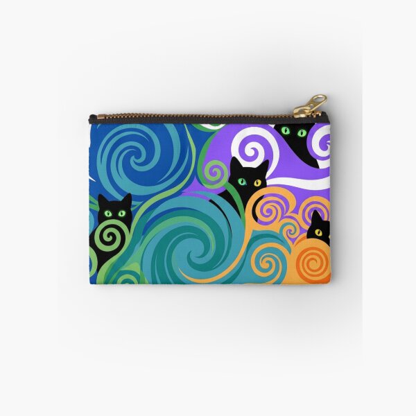 Item preview, Peeking Black Cats Rainbow Swirl Pattern | Whimsical Psychedelic Cat Art designed and sold by The Sandy Design Store.
