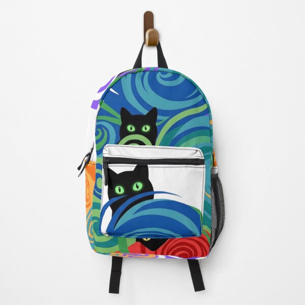 Item preview, Peeking Black Cats Rainbow Swirl Pattern | Whimsical Psychedelic Cat Art designed and sold by The Sandy Design Store.