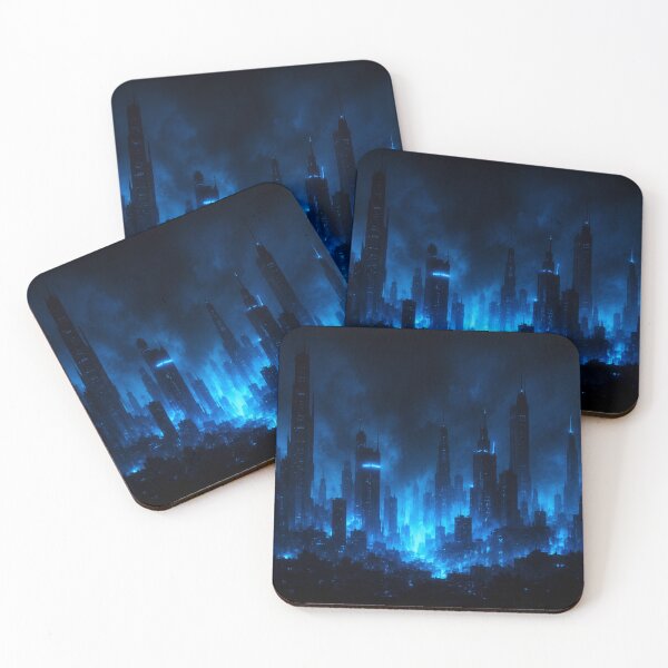 Item preview, Cyberpunk Neon Blue City Fog Night Art designed and sold by irfanshikh.
