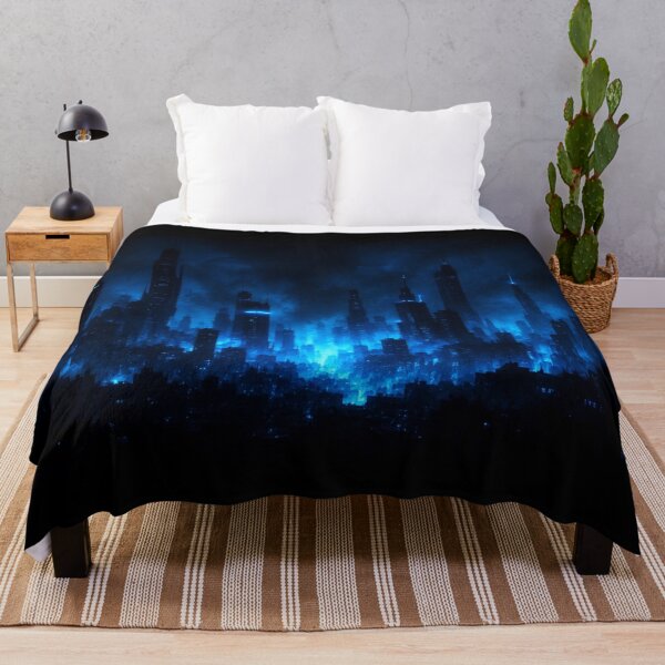 Item preview, Cyberpunk Neon Blue City Fog Night Art designed and sold by irfanshikh.
