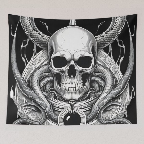Item preview, Gothic Snake Serpent Skull Engraving designed and sold by DarkOriginArts.