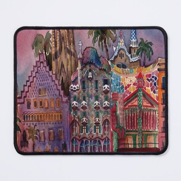 Item preview, Whimsical Park Guell Architecture Illustration designed and sold by posteriocrew.