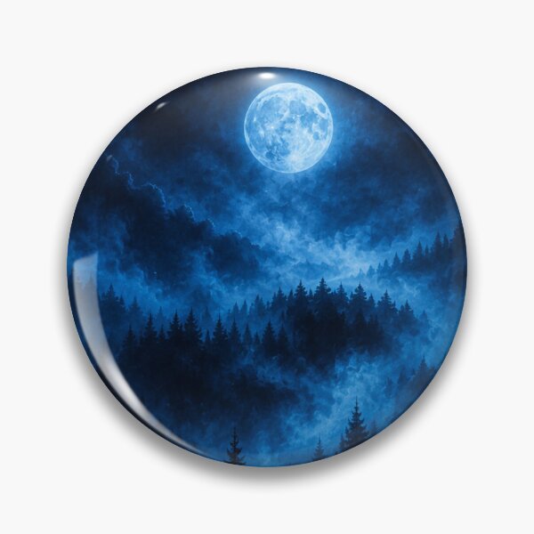 Item preview, Moonlit Pine Forest Blue Mist Mystical Art designed and sold by irfanshikh.