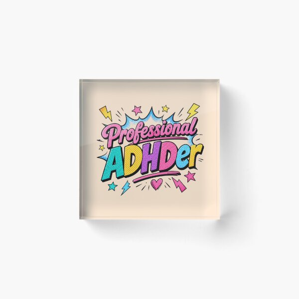 Item preview, Professional ADHDer – Funny Neurodivergent Retro Pop Art ADHD Design designed and sold by TheStephanieRome.
