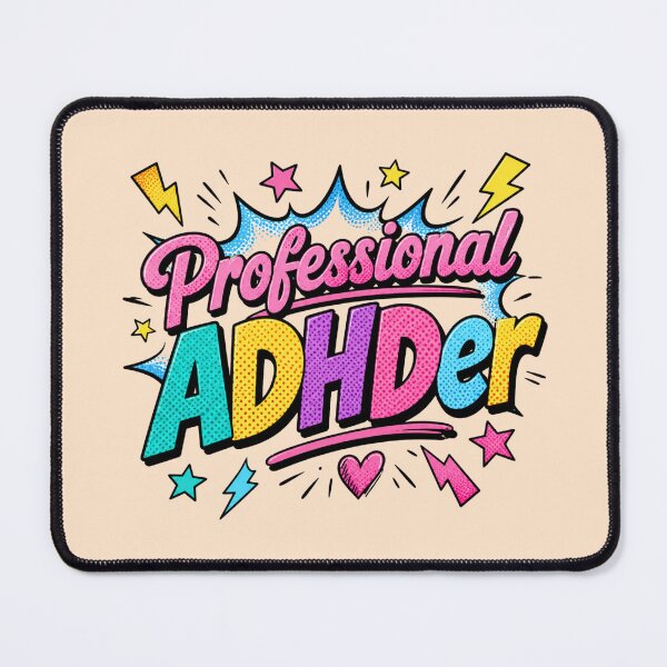 Item preview, Professional ADHDer – Funny Neurodivergent Retro Pop Art ADHD Design designed and sold by TheStephanieRome.