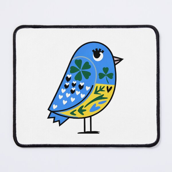Item preview, Lucky Blue Folk Bird Art | Whimsical Scandinavian Bird Illustration designed and sold by Filora Atelier | Bird Art.