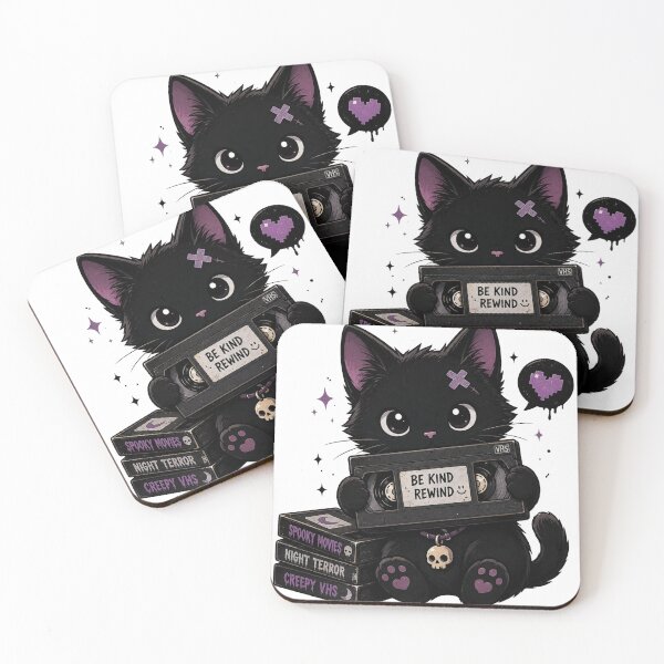 Item preview, Be Kind Rewind Gothic Cat designed and sold by neonvael.