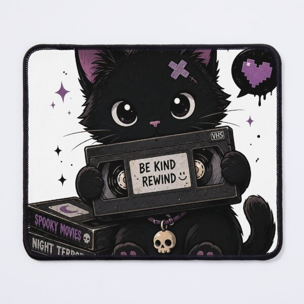Item preview, Be Kind Rewind Gothic Cat designed and sold by neonvael.