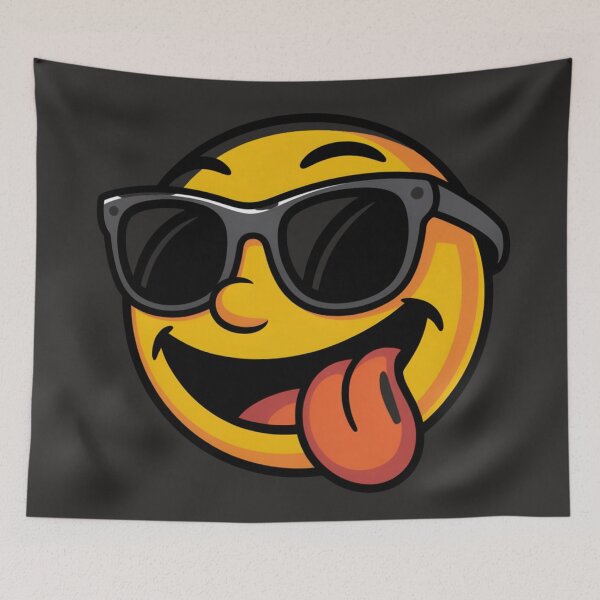 Item preview, Cool Emoji with Sunglasses Funny T-Shirt | Tongue Out Smiley Face Graphic | Trendy Meme Streetwear Design designed and sold by GiftLore Studio.