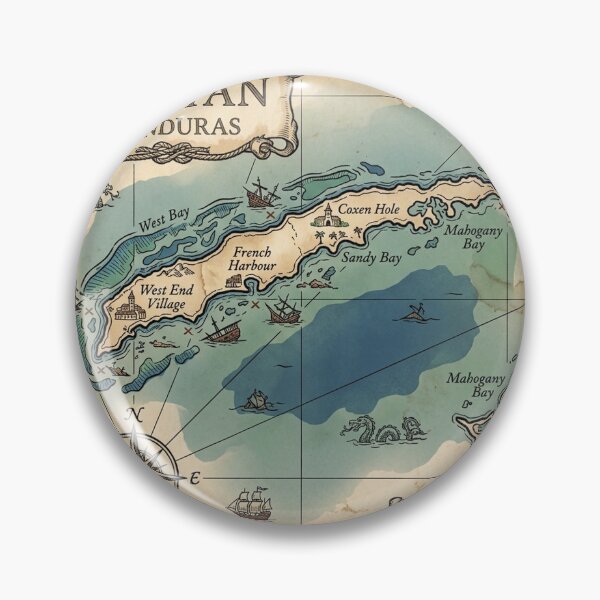 Item preview, Roatan Map Vintage Nautical Treasure Art designed and sold by DuckOddity.