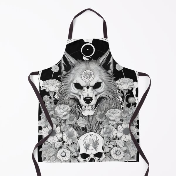 Item preview, Occult Werewolf Wolf Skull Floral Engraving designed and sold by DarkOriginArts.