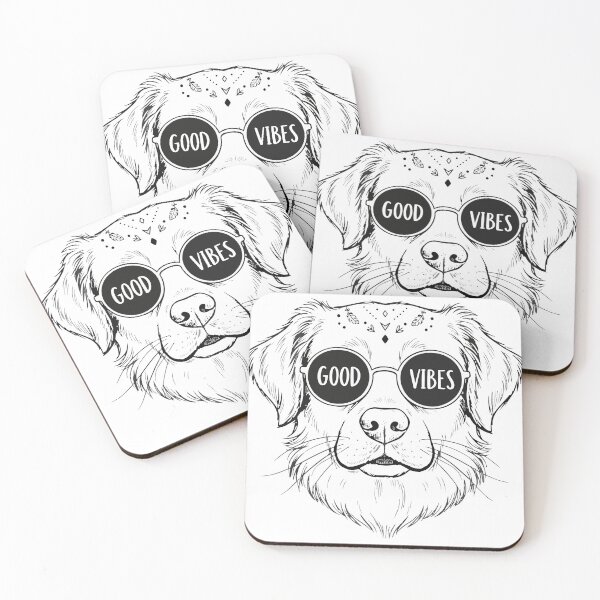 Item preview, Cool Dog Wearing Sunglasses Good Vibes Sticker - Golden Retriever Hippie Art designed and sold by BestChoiceService.